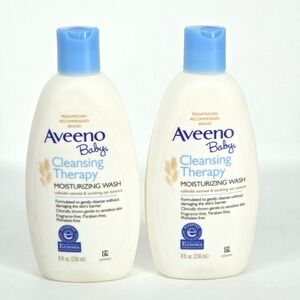 Aveeno Baby Cleansing Therapy Moisturizing Wash 8oz Lot of 2 Sensitive Skin NEW